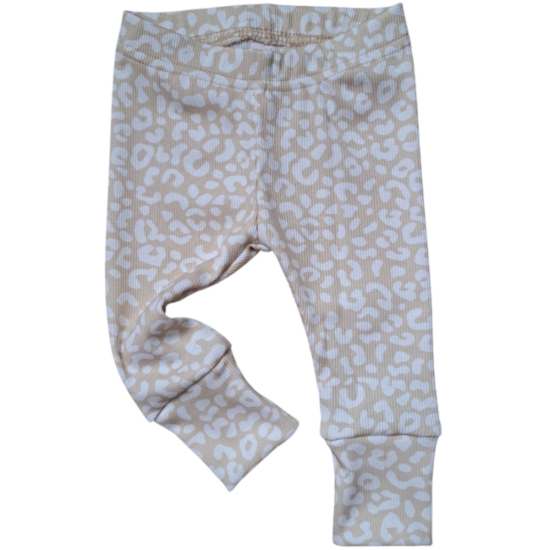 Meegroeibroekje Rib Jersey Leopard Zand